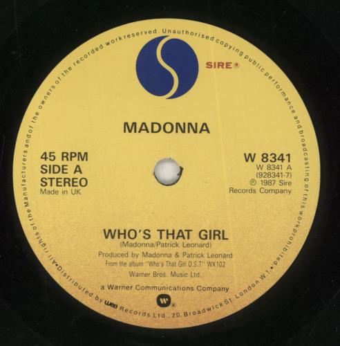 Madonna Who's That Girl - Solid - Card sleeve 7" vinyl single (7 inch record / 45) UK MAD07WH602566