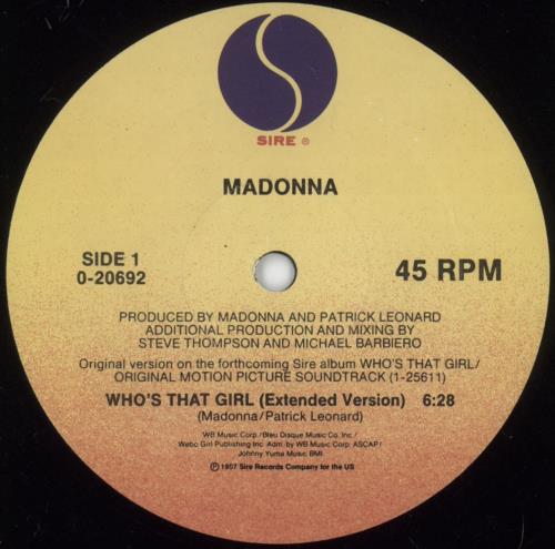Madonna Who's That Girl 12" vinyl single (12 inch record / Maxi-single) US MAD12WH188200