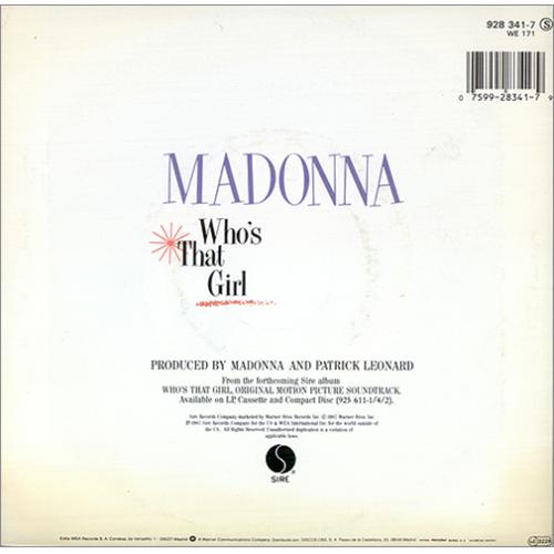 Madonna Who's That Girl 7" vinyl single (7 inch record / 45) Spanish MAD07WH80384
