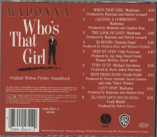 Madonna Who's That Girl CD album (CDLP) German MADCDWH865811