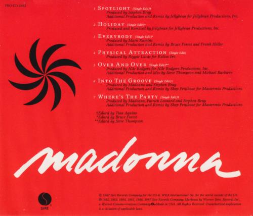 Madonna You Can Dance Single Edits CD album (CDLP) US MADCDYO10343