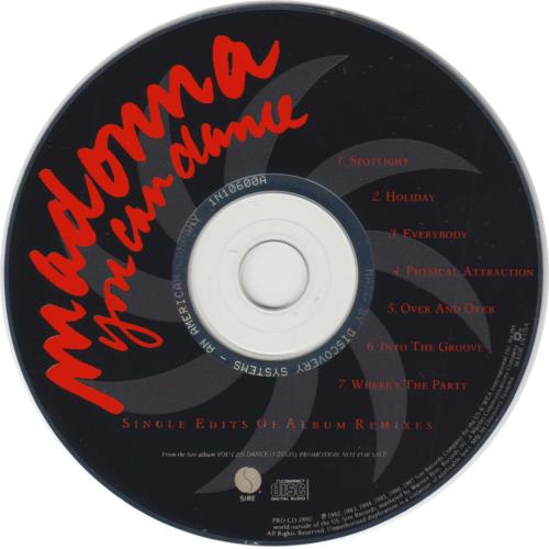 Madonna You Can Dance Single Edits CD album (CDLP) US MADCDYO10343