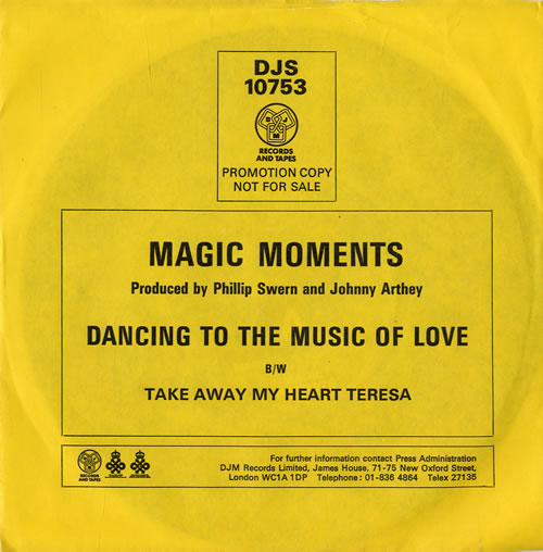 Magic Moments Dancing To The Music Of Love - Promo Sleeve 7" vinyl single (7 inch record / 45) UK NMJ07DA564109