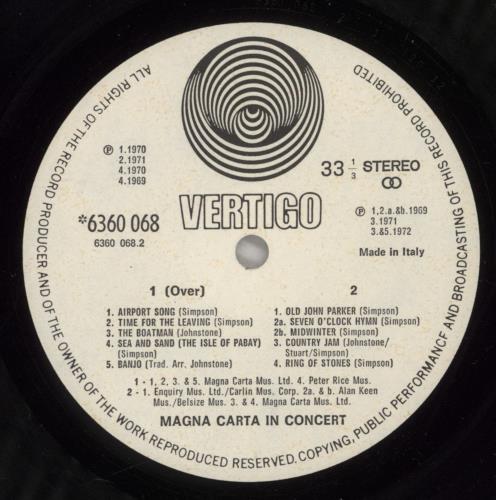 Magna Carta In Concert vinyl LP album (LP record) UK GNCLPIN880298