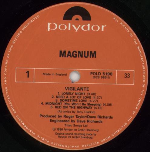 Magnum Vigilante vinyl LP album (LP record) UK MAGLPVI190684