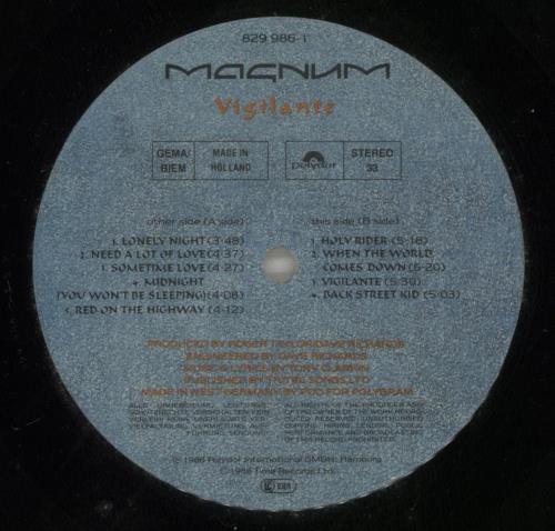 Magnum Vigilante vinyl LP album (LP record) German MAGLPVI479986