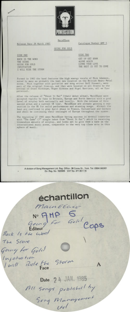 Maineeaxe Going For Gold - Test Pressing vinyl LP album (LP record) French NHILPGO601403