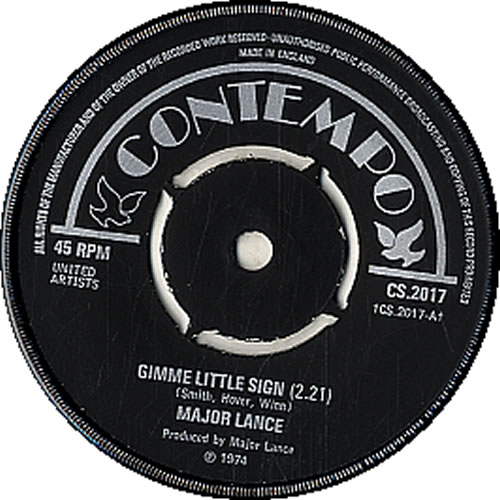 Major Lance Gimme Little Sign 7" vinyl single (7 inch record / 45) UK MJL07GI616921