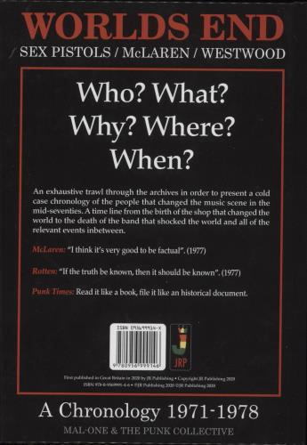 MAL-ONE Worlds End - Sex Pistols/McLaren/Westwood - A Chronology 1971-1978 book UK 3ZOBKWO874630