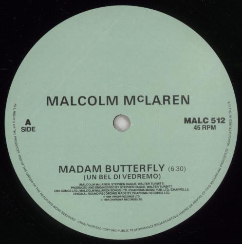 Malcolm McLaren Madam Butterfly 12" vinyl single (12 inch record / Maxi-single) UK MAL12MA92714