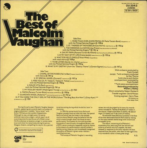 Malcolm Vaughan The Best Of Malcolm Vaughan vinyl LP album (LP record) UK ML2LPTH731164