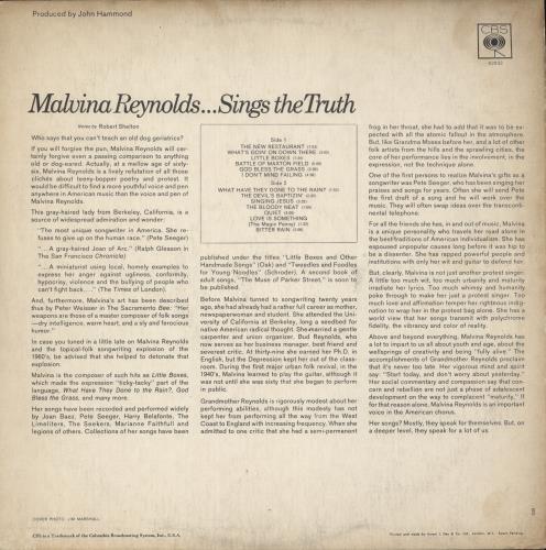 Malvina Reynolds Sings The Truth vinyl LP album (LP record) UK 98WLPSI878701