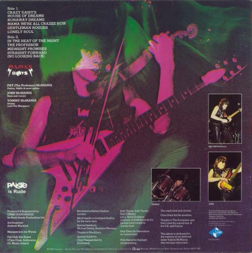 Mama's Boys Mama's Boys vinyl LP album (LP record) Canadian MAMLPMA607422