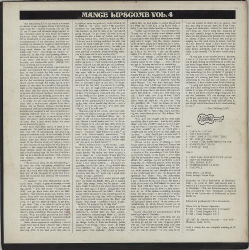 Mance Lipscomb Volume 4 vinyl LP album (LP record) US QH9LPVO753351