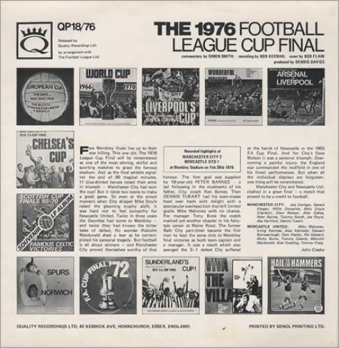 Manchester City F.C. League Cup Final '76 vinyl LP album (LP record) UK GCGLPLE374624