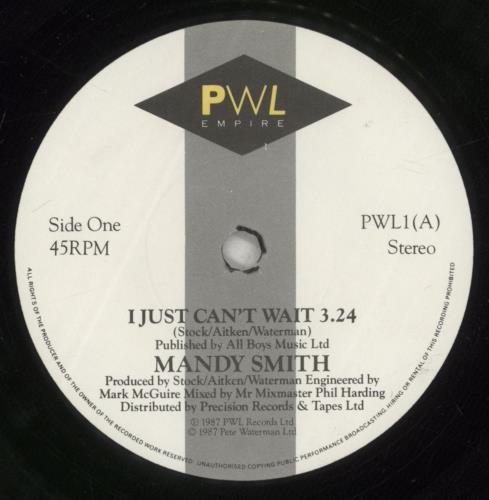 Mandy Smith I Just Can't Wait 7" vinyl single (7 inch record / 45) UK MDY07IJ116446