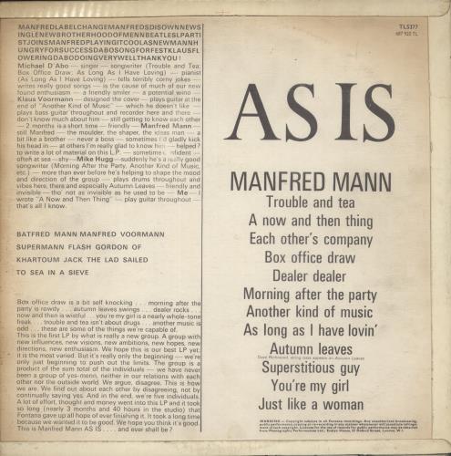 Manfred Mann As Is - Alcove sleeve - EX vinyl LP album (LP record) UK MFMLPAS883476