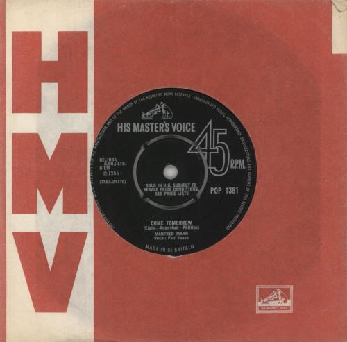 Manfred Mann Come Tomorrow 7" vinyl single (7 inch record / 45) UK MFM07CO255818