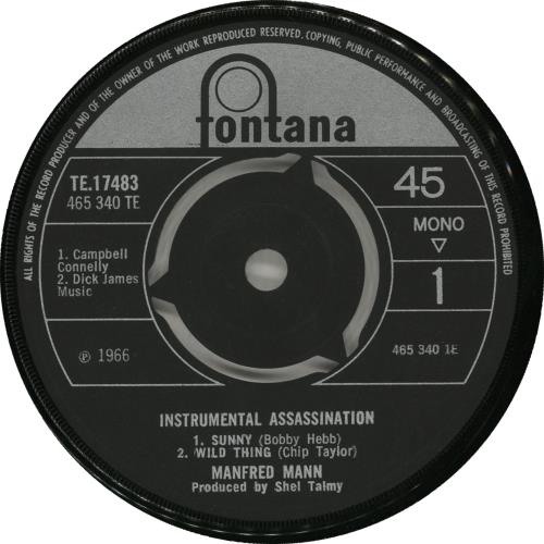 Manfred Mann Instrumental Assassination E.P. 7" vinyl single (7 inch record / 45) UK MFM07IN62071