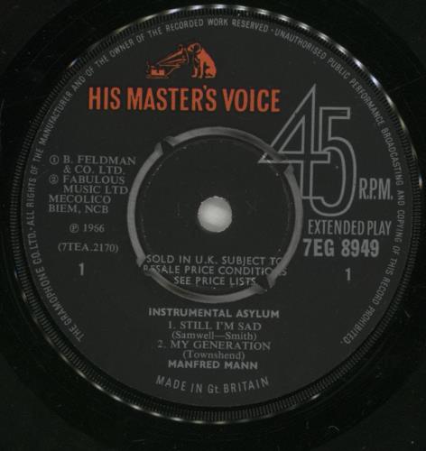 Manfred Mann Instrumental Asylum EP - VG 7" vinyl single (7 inch record / 45) UK MFM07IN756553