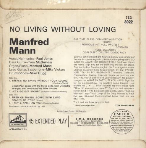Manfred Mann No Living Without Loving EP - VG 7" vinyl single (7 inch record / 45) UK MFM07NO767251