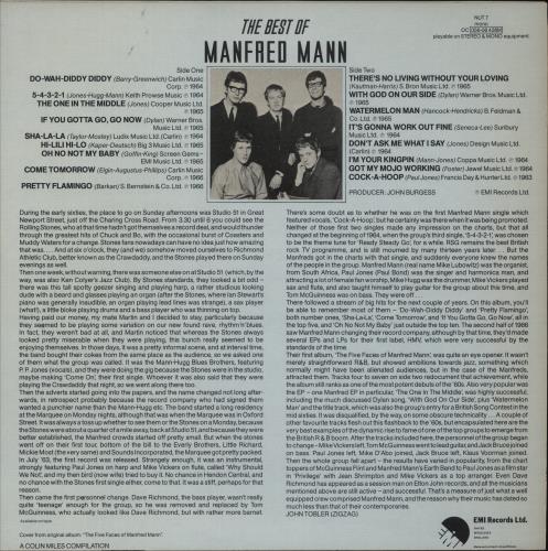 Manfred Mann The Best Of Manfred Mann vinyl LP album (LP record) UK MFMLPTH357817