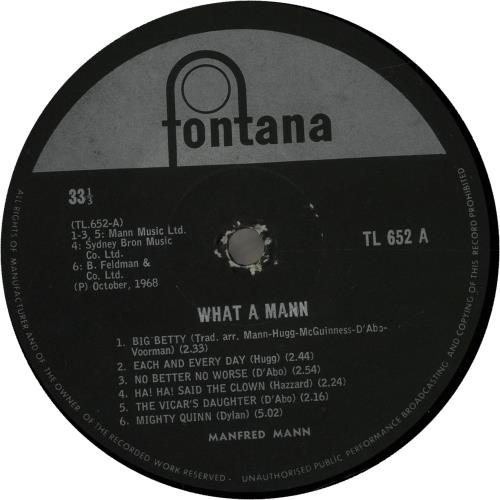 Manfred Mann What A Mann vinyl LP album (LP record) South African MFMLPWH648297