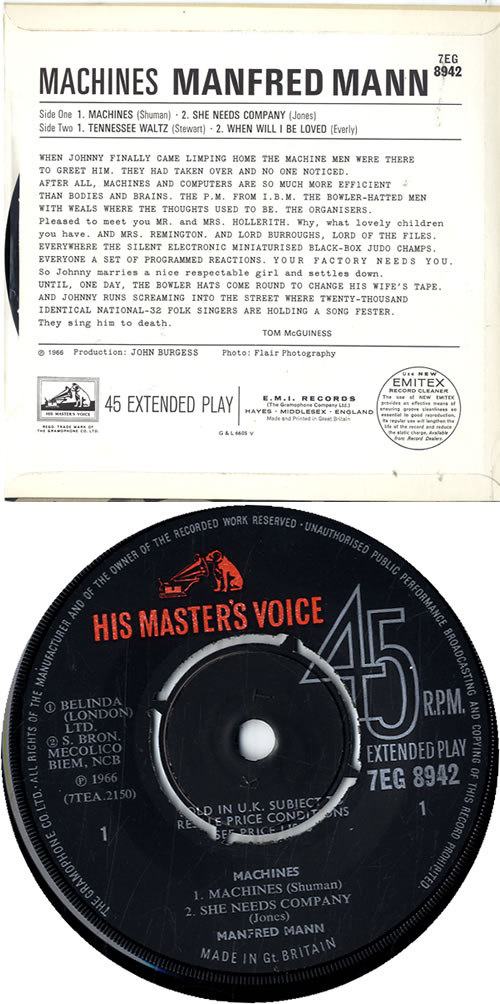 Manfred Mann Machines EP UK 7