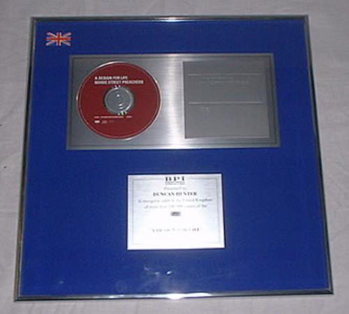 Manic Street Preachers A Design For Life award disc UK MASAWAD96259