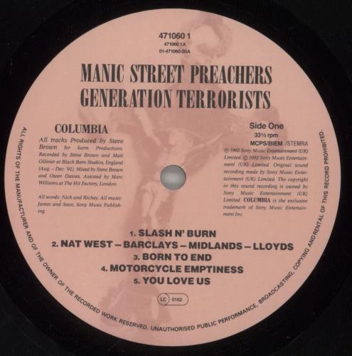 Manic Street Preachers Generation Terrorists - EX - No Sticker 2-LP vinyl record set (Double LP Album) UK MAS2LGE881430