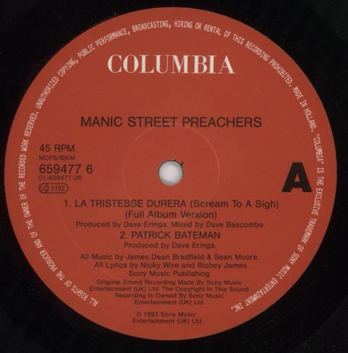 Manic Street Preachers La Tristesse Durera (Scream To A Sigh) 12" vinyl single (12 inch record / Maxi-single) UK MAS12LA261307