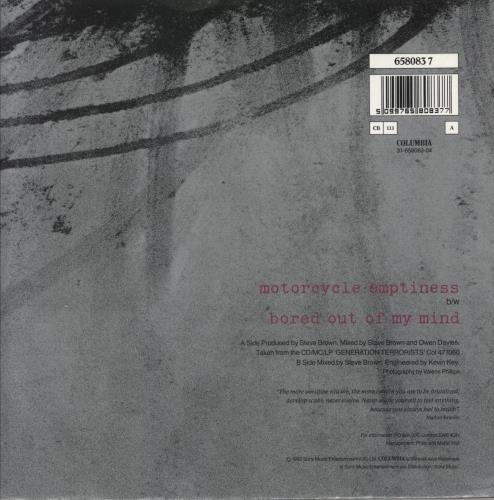 Manic Street Preachers Motorcycle Emptiness 7" vinyl single (7 inch record / 45) UK MAS07MO43305