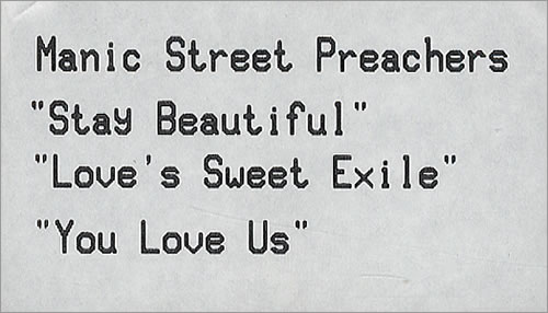 Manic Street Preachers Stay Beautiful video (VHS or PAL or NTSC) UK MASVIST282457