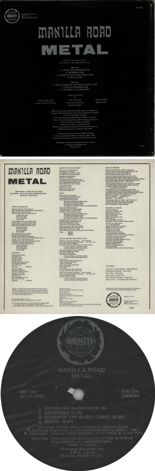 Manilla Road Metal US vinyl LP album (LP record) (610749)