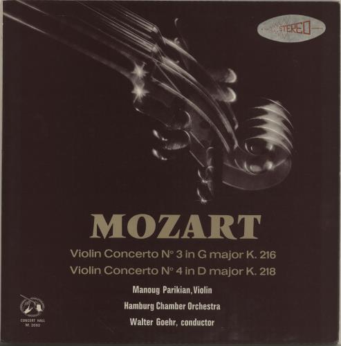 Manoug Parikian Mozart Violin Concertos vinyl LP album (LP record) UK QTNLPMO751372