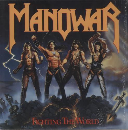 Manowar Fighting The World - Open Shrink vinyl LP album (LP record) German MOWLPFI882758