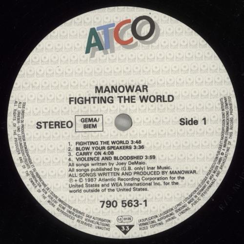 Manowar Fighting The World - Open Shrink vinyl LP album (LP record) German MOWLPFI882758