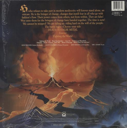 Manowar Fighting The World - Open Shrink vinyl LP album (LP record) German MOWLPFI882758