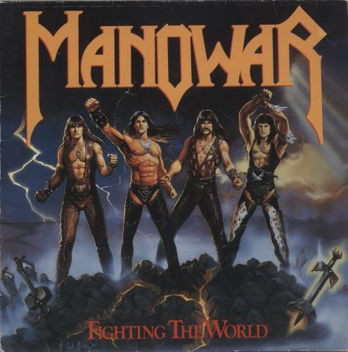 Manowar Fighting The World - VG vinyl LP album (LP record) German MOWLPFI861099