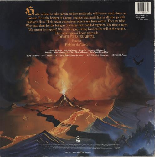 Manowar Fighting The World - VG vinyl LP album (LP record) German MOWLPFI861099