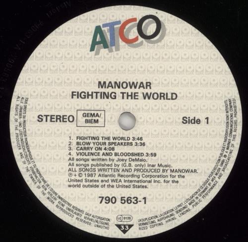 Manowar Fighting The World vinyl LP album (LP record) German MOWLPFI500481
