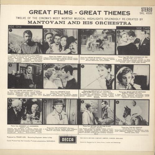 Mantovani Great Films - Great Themes vinyl LP album (LP record) UK MVQLPGR708866