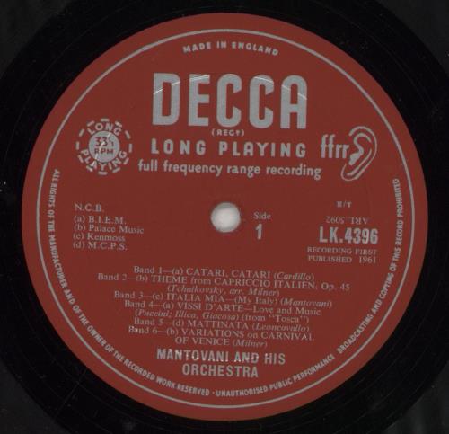 Mantovani Italia Mia vinyl LP album (LP record) UK MVQLPIT489947