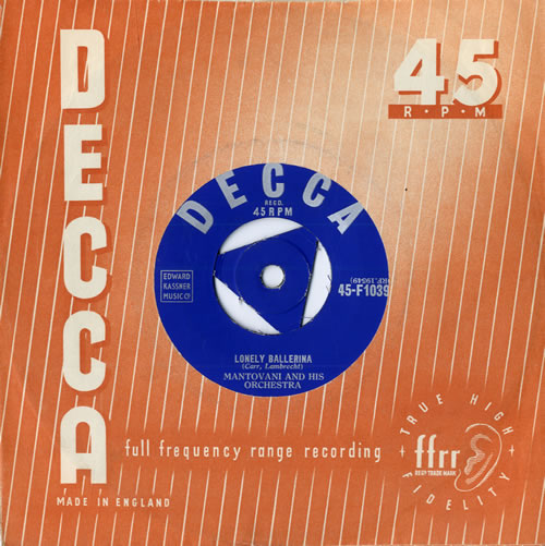 Mantovani Lonely Ballerina 7" vinyl single (7 inch record / 45) UK MVQ07LO558704
