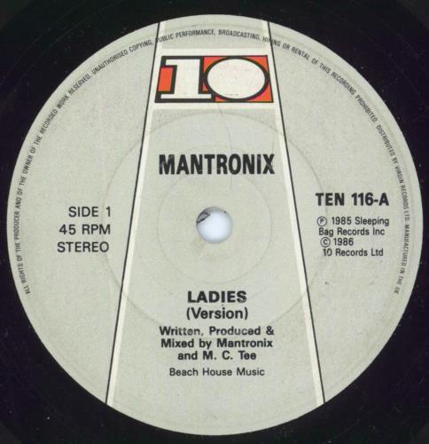 Mantronix Ladies 7" vinyl single (7 inch record / 45) UK MAN07LA805224