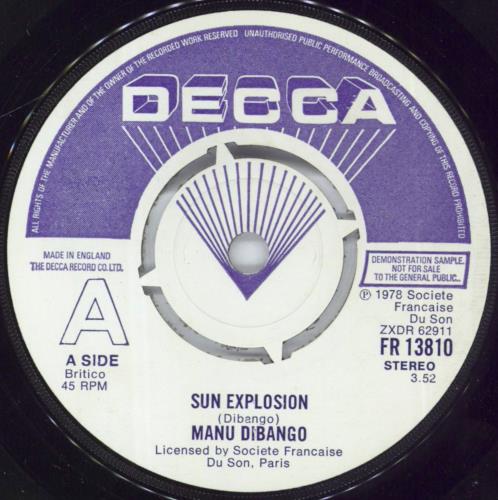 Manu Dibango Sun Explosion 7" vinyl single (7 inch record / 45) UK 3MD07SU636831
