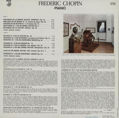 Manuel Barea Frederic Chopin: Piano vinyl LP album (LP record) Spanish 2LZLPFR761135