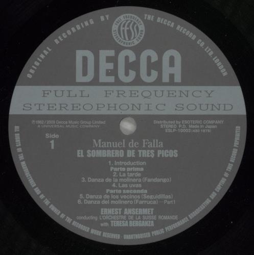 Manuel De Falla The Three Cornered Hat - 200gm Vinyl - Sealed vinyl LP album (LP record) Japanese M2FLPTH879160