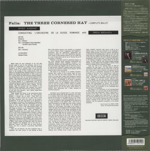 Manuel De Falla The Three Cornered Hat - 200gm Vinyl - Sealed vinyl LP album (LP record) Japanese M2FLPTH879160