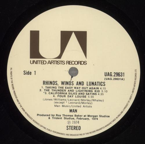 Man Rhinos, Winos & Lunatics vinyl LP album (LP record) UK M-NLPRH597314